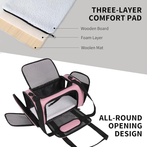 Carriers Soft-Sided Pet Carrier Pink for Medium Large Cats Dogs Undertake 35Lbs,Ventilated Mesh Windows,Top Load Cat Carrier with Airline Approved(X-Large,Pink) - Image 2