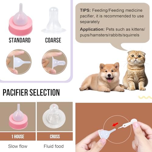 Puppy Kitten Nursing Bottle 4oz - Small Animal Feeding Kit with Nipples | Hand Feeding Supplies for Puppies, Kittens, Rabbits, Ferrets & Newborn Pets - Image 5