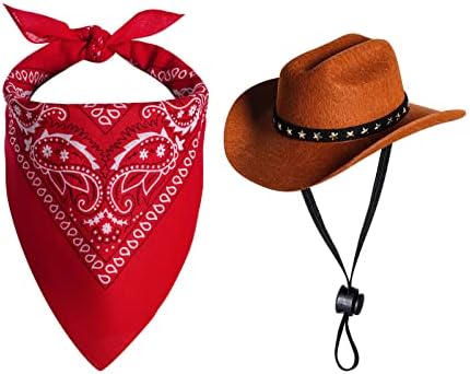 choyaxo Pet Cowboy Costume Halloween Costumes for Dogs Cat Cowboy Hat with Bandana Scarf (Small) by choyaxo