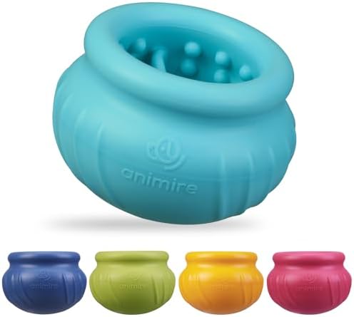Wobbly Dog Enrichment Lick Toy, Stuffable Frozen Lick Bowl to Keep Dogs Busy, Long-Lasting Interactive Treat Dispensing Dog Toy, Silicone Fetch Catch Chew Toy(Teal,L) by Animire