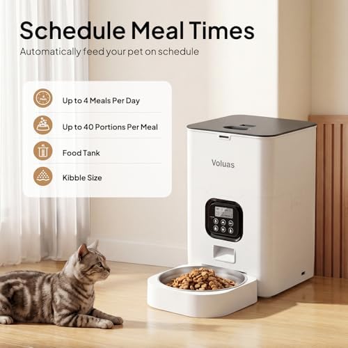 VOLUAS Automatic Cat Feeder, 4L Timed Dry Food Dispenser for Cats & Dogs - Image 2