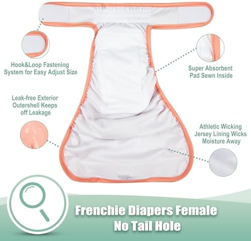 wegreeco XX-Large Dog Diapers Female No Tail Hole, Reusable French Bulldog Diapers Female （XX-Large） - Image 4
