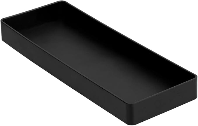 Amazon Basics Rectangular Plastic Desk Organizer, Half Accessory Tray for Office Supplies and Workspace Organization, 9.4" x 3.3" x 1", Black by AmazonBasics