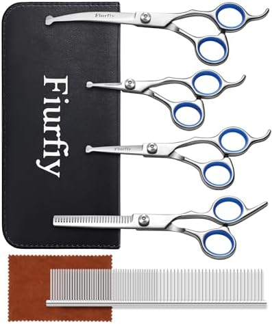 6-in-1 Dog Grooming Scissors - Professional Stainless Steel Hair Cutting Kit with Safety Rounded Tips, Ergonomic Soft-Grip Handles for Small & Large Dogs, Cats by Unknown