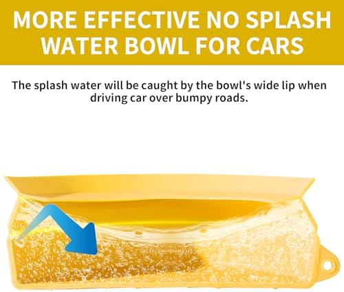 SLSON Spill Proof Dog Water Bowl for Cars,Collapsible No Splash Dog Travel Bowls Integrated Molding Portable Pet Bowl for Road Trip Truck,RV,SUV,Boat Accessories (Yellow) - Image 2