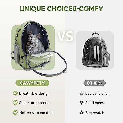 Cawypety Cat Backpack Carrier, Breathable Cat Carrier Large Space Bubble Pet Backpack for Kitty Small Dog up to 15lbs, Transparent & Foldable Pet Carrier for Travel Hiking - Image 2