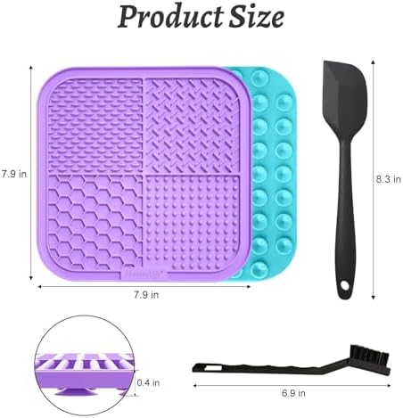 MateeyLife 2PCS Large Lick Mat for Dogs and Cats, Licking Mats for Dog Anxiety Relief, Cat Peanut Butter Lick Pad for Boredom Reducer, Dog Treat Mat Perfect for Bathing Grooming Purple&Light Blue - Image 6
