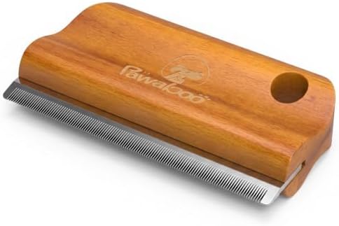 Pawaboo Deshedding Brush for Dogs&Cats, Wood Dog Hair Removal Comb, 5.1inch by Pawaboo