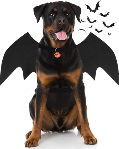 Dog Halloween Costumes for Large Dogs, Dog Bat Wings with Pumpkin Bell Pet Halloween Cosplay Party Dress Up (X-Large) by OLANRUN