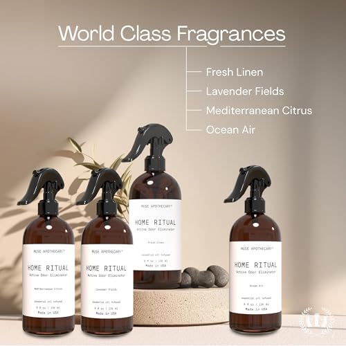 Muse Apothecary Home Ritual Active Odor Eliminator Spray - Furniture Deodorizer Spray & Bathroom Odor Eliminator for Home - Essential Oil Air Freshener - 8oz, Mediterranean Citrus - Image 4