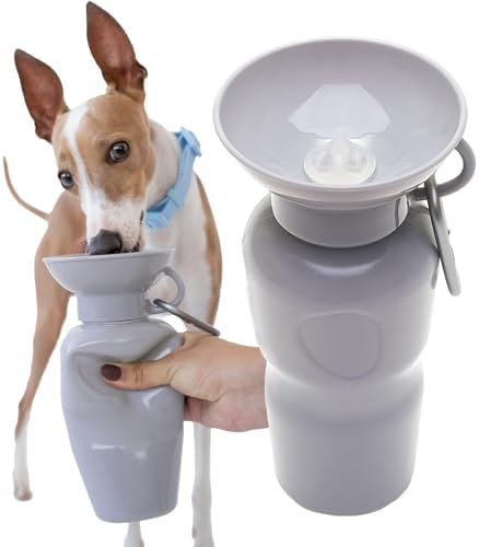 Springland 22oz Classic Portable Dog Water Bottle with Built-in Bowl, Gray by Springland