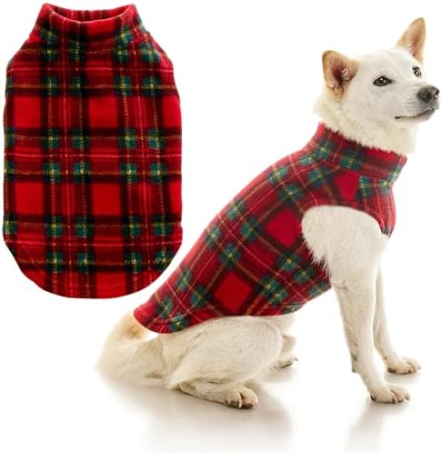 Gooby Stretch Fleece Vest Dog Sweater, Plaid Red, 2X-Large by Gooby