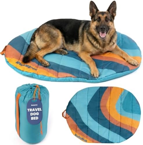 Travel Dog Bed, 48x36in, Foldable & Packable with Carry Bag, Teal by Rubyloo