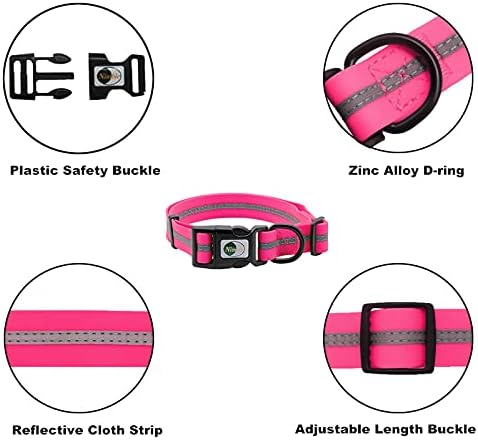 Nimble Reflective Waterproof Dog Collar Adjustable Odor Resistant Easy Clean Pet Collar for Small Medium Large Dogs Night Walking Outdoor Rainy Use (Medium (11.81”-18.5”inches), Pink) - Image 4