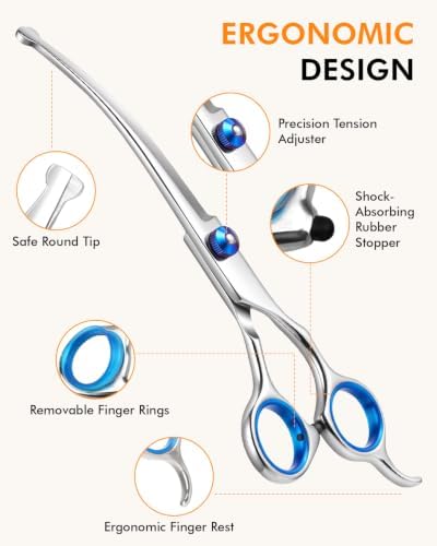 Curved Dog Grooming Scissors, 7.7 Inch Pet Grooming Shears - Image 3