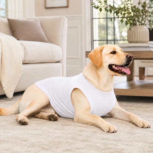 2018 Pet Clothes Dog Clothing Blank T-Shirt Tanks Top Vests for Small Middle Large Size Dogs 100% Cotton Dog Summer Vest Classic (S, White) - Image 6