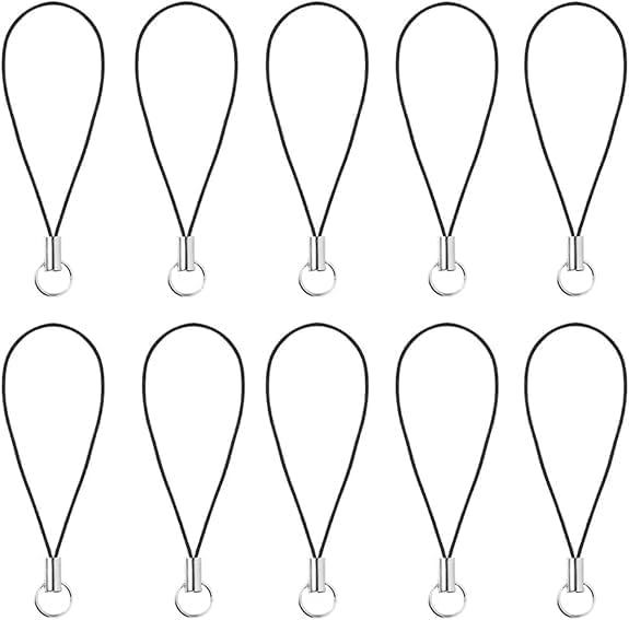 10 Pcs Black Lanyard Cell Phone Charm Split Ring Strap, Clasp Lariat Cord Strap For Mobile Cell Phone/Mp3/Mp4/Usb Flash Drive/Keyrin Clever Design, Cell Phone Charm Accessories by Unknown