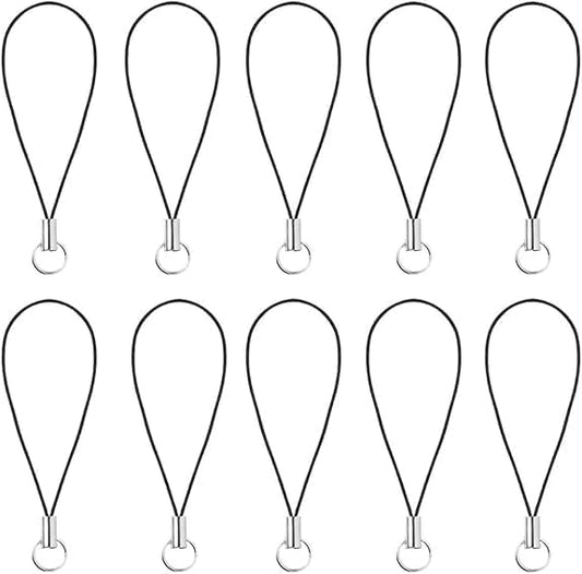 10 Pcs Black Lanyard Cell Phone Charm Split Ring Strap, Clasp Lariat Cord Strap For Mobile Cell Phone/Mp3/Mp4/Usb Flash Drive/Keyrin Clever Design, Cell Phone Charm Accessories by Unknown