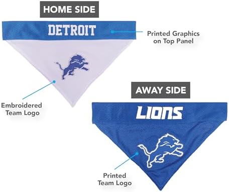 NFL DOG BANDANA - DETROIT LIONS REVERSIBLE PET BANDANA. 2 Sided Sports Bandana with a PREMIUM Embroidery TEAM LOGO, Small/Medium. - 2 Sizes & 32 NFL Teams available - Image 6