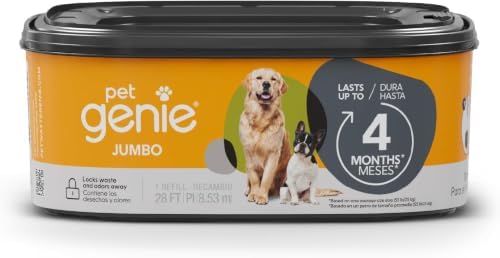 Pet Genie – Jumbo refill – Up to 4 months of supply - Ultimate odor control dog poop bags,(Pack of 6) by PetGenieUSA
