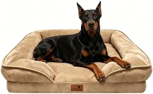 Spotted Play Orthopedic Dog Bed with Sides - Sofa Beds for Extra Large Dogs, Supportive Foam Pet Couch Bed with Washable Removable Cover, Waterproof Lining and Non-Slip Bottom, Brown - XL-Plus by Spotted+Play