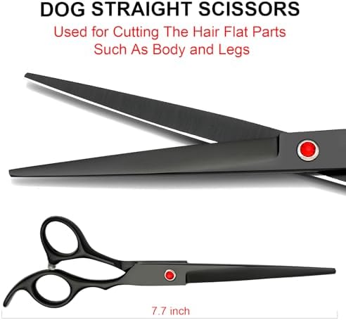 TINMARDA Dog Grooming Kit, Titanium Black Stainless Steel Dog Grooming Scissors with Curved Shears, Black Finger Rings - 4 Piece Sharp Durable Pet Shears for Dogs Cats At Home Salon-Quality Grooming - Image 4