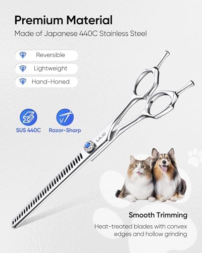ULG 40-tooth Curved Thinning Scissors Dog Shears for Grooming, 7 Inch,Japanese 440C Stainless Steel - Image 2