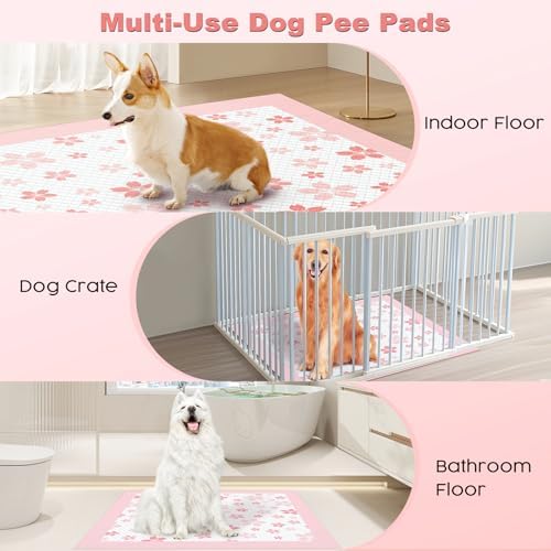 MIZOK Pink Puppy Pads with Adhesive Tabs Disposable Pee Pads 36x36in 30Ct - Image 4