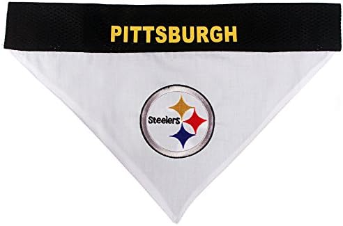 NFL DOG BANDANA - PITTSBURGH STEELERS REVERSIBLE PET BANDANA. 2 Sided Sports Bandana with a PREMIUM Embroidery TEAM LOGO, Small/Medium. - 2 Sizes & 32 NFL Teams available - Image 2