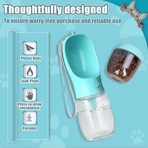 Bestac Portable 2-in-1 Pet Food & Water Feeder Leak-Proof Travel Bowl, Hiking & Walking Pet Water Dispenser (Blue, 350) - Image 4