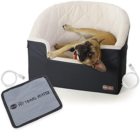 K&H Bucket Booster Dog Car Seat for Small to Medium Dogs, Heated, Charcoal by KHPetProducts
