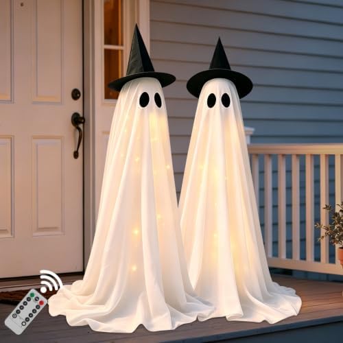 DAZONGE 2-Pack Halloween Ghost Decorations Outdoor with Remote Lights by Dazonge