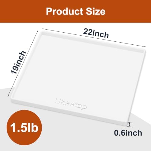 22" x 19" Extra Thick Silicone Mat Waterproof with Raised Edge, White - Image 6