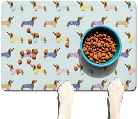 Dachshund Dog Food & Water Mat, Pet Feeding Mat for Floor Non-Slip Waterproof, Super Absorbent Cat Bowl Mat, Easy to Clean Eco-Friendly Durable Pet Placemat,12" × 20" - Image 2