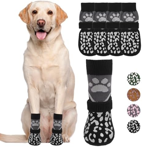 KOOLTAIL Dog Socks for Hot/Cold Pavement to Prevent Licking Paws for Hardwood Floors,Anti Slip,Pet Boots&Paw Protector with Grippers,Puppy Shoes Booties for Small Medium Large Senior Dogs by KOOLTAIL