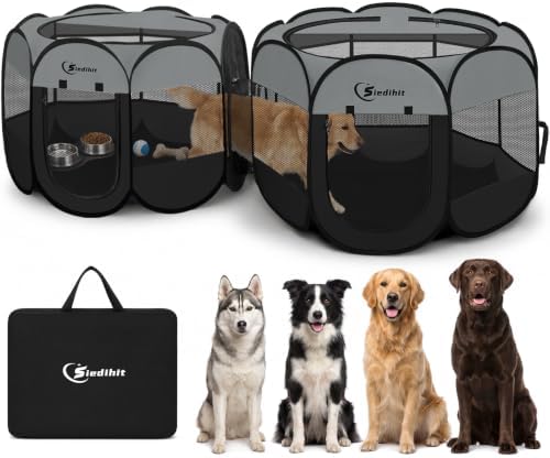 Dog Cat Playpen 2-in-1 Indoor Outdoor for Puppy Pet Recovery After Surgery by Siedihit