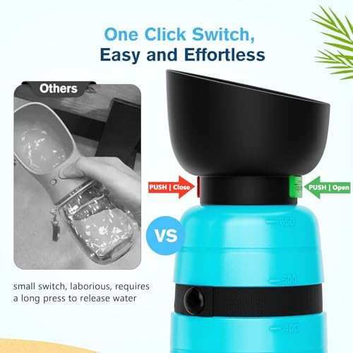 Pecute Upgraded 22 oz Dog Water Bottle with 5 oz Food Container, Portable Dog Travel Water Bottle Dispenser, Leakproof, BPA Free, Lightweight, Pet Water Bottle Bowl for Outdoor Walking Hiking Camping - Image 6