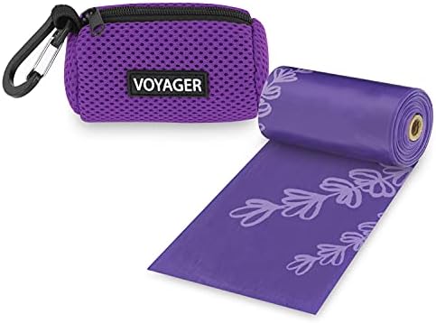 Best Pet Supplies Dog Poop Bag Holder Leash Attachment with Reusable Dispenser for Travel, Walking, Park, and Outdoor Use, Durable with Clip-On - Purple, Mesh Dispenser w/15 Bags by BestPetSuppliesLLC