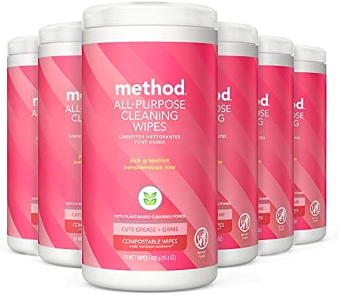 method All-Purpose Cleaning Wipes, Pink Grapefruit, 70 Count, 6 Pack by method