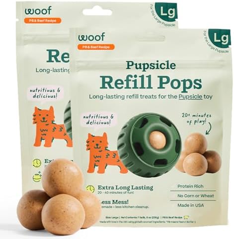 WOOF Pupsicle Peanut Butter & Beef Refill Pops Dog Treats, Large, 2 Pack by Woof