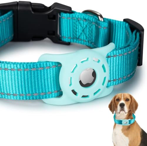 Reflective Dog Collar, Compatible with AirTag, Nylon Pet Cat Puppy Collar for Small, Medium, Large, and Extra Large Dogs by Animire