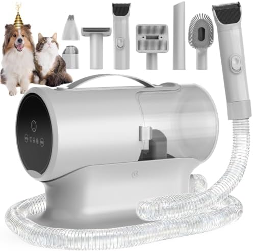 FIXR Dog Grooming Vacuum Kit with Clippers, 12000Pa Strong Suction, 2L Large Dust Cup, Low Noise <50dB, 8-in-1 Pet Hair Trimmer for Dogs Cats Shedding & Home Grooming by FIXR