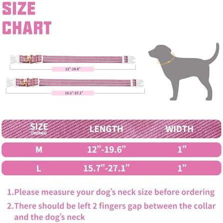 Auroth Dog Collar for Medium Large Dogs, Reflective Dog Collar, Soft Nylon Adjustable Dog Collars with Heavy Duty Metal D Ring Tangle Free (Medium:12"-19.6", Pink) - Image 6