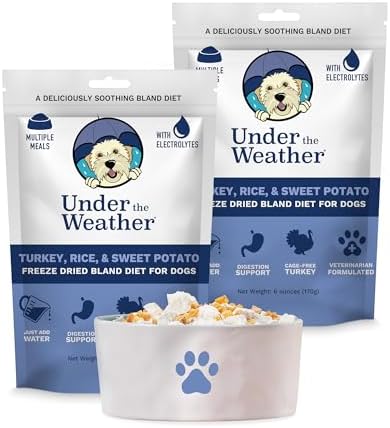 Under the Weather Bland Diet for Dogs | Easy to Digest for Sick Dogs |Always Be Ready| Contains Electrolytes - All Natural Freeze Dried 100% Human Grade Meats| 2 Pack- Rice Turkey & Sweet Potato - 6oz by UndertheWeather