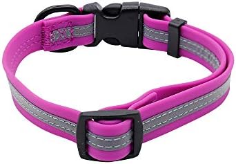 Nimble Reflective Waterproof Dog Collar Adjustable Odor Resistant Easy Clean Pet Collar for Small Medium Large Dogs Night Walking Outdoor Rainy Use (Small (9.45”-14.17”inches), Rose Purple) - Image 2