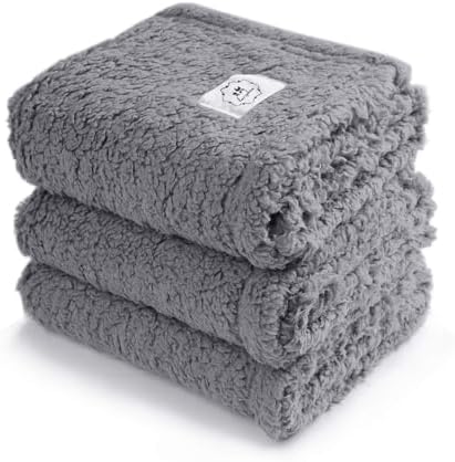1 Pack 3 Calming Blankets Fluffy Premium Fleece Pet Blanket Soft Sherpa Throw for Dog Puppy Cat Grey Medium (30“x20'') by luciphia