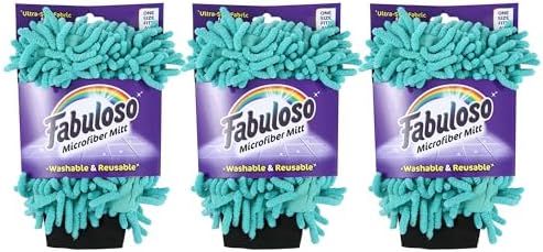 Fabuloso Microfiber Cleaning Mitt Glove, Teal, One Size, 3-Pack by Fabuloso