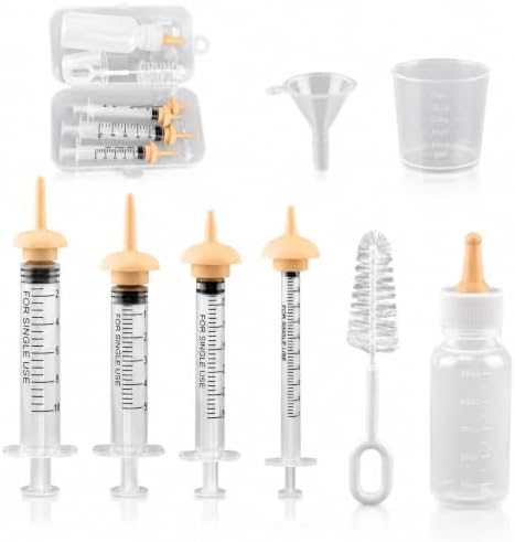 Pet Nursing Kit, Kitten Bottle Feeding Set with Silicone Nursing Nipples, Liquid Syringes, Formula Dispenser, Measuring Cup & Cleaning Brush for Newborn Puppies, Kittens & Other Small Animals by Unknown