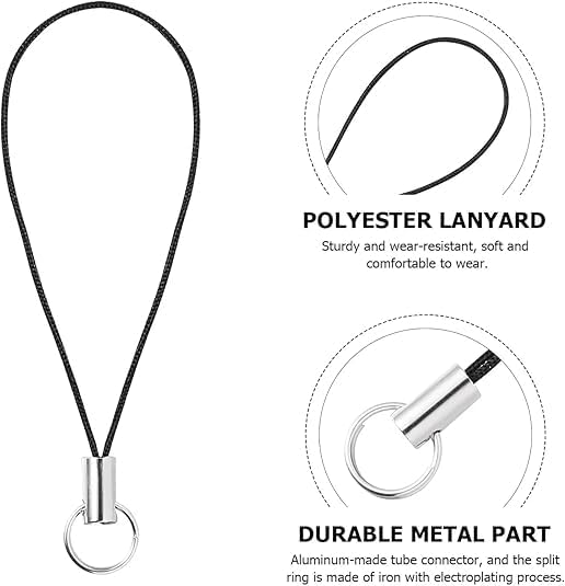GANPUB 20Pcs Black Lanyard Cell Phone Charm Split Ring Strap, Clasp Lariat Cord Strap For Mobile Cell Phone/Mp3/Mp4/Usb Flash Drive//Keyrin Clever Design, Cell Phone Charms - Image 2