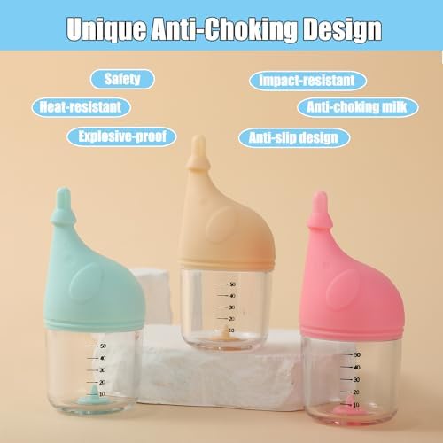 Kitten Bottle Feeding Kit for Nursing, Milk Bottles for Feeding Newborn Puppies,Anti-chocking Design with 3pcs Replaceable Nipples, Cute Elephant Shape for Nursing Small Animals Pets (Blue, 50ML) - Image 2